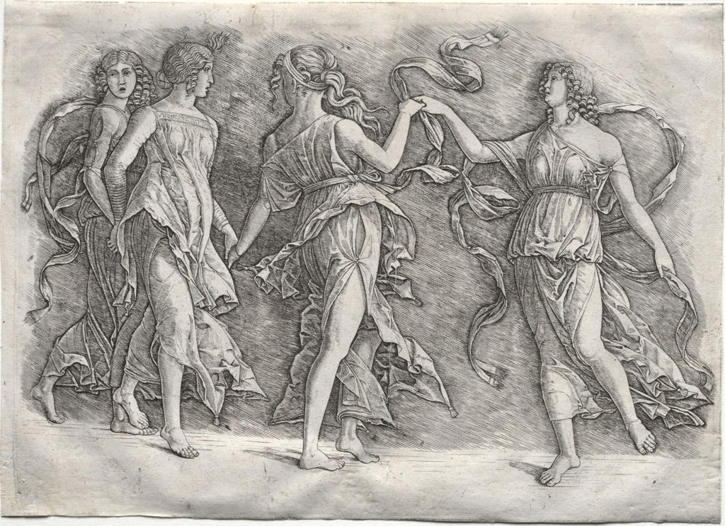 Four Dancing Muses by Premier Engraver (Italian, active about 1500)