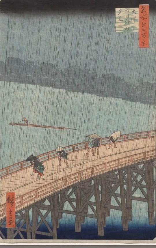 Sudden Shower over Shin-Ōhashi Bridge and Atake, from One Hundred Famous Views of Edo by Utagawa Hiroshige (Japanese, 1797–1858)