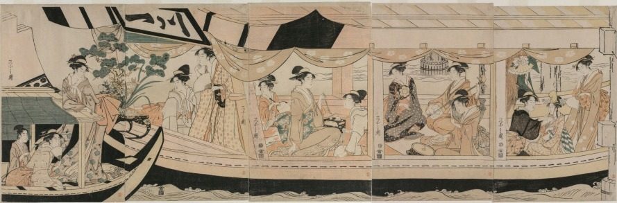 Party on the Pleasure Boat Kawaichimaru by Chōbunsai Eishi (Japanese, 1756–1829)