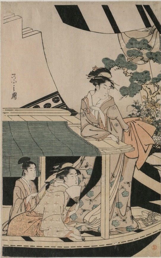 Party on the Pleasure Boat Kawaichimaru by Chōbunsai Eishi (Japanese, 1756–1829)