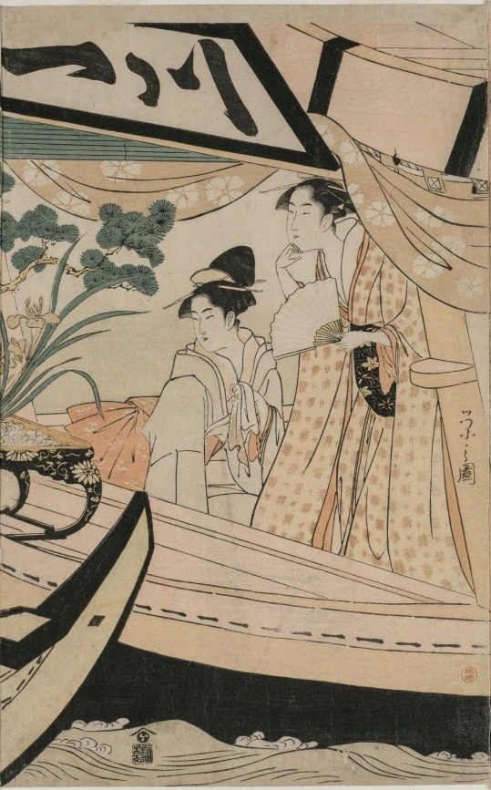 Party on the Pleasure Boat Kawaichimaru by Chōbunsai Eishi (Japanese, 1756–1829)