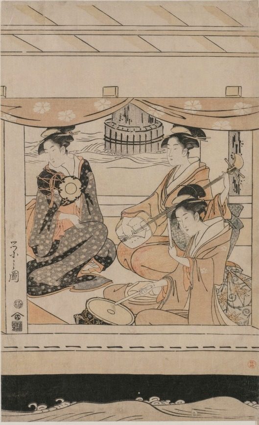 Party on the Pleasure Boat Kawaichimaru by Chōbunsai Eishi (Japanese, 1756–1829)