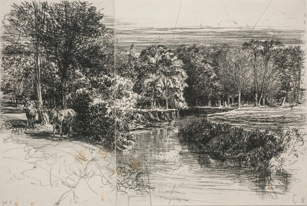 Dundrum River and the Two Asses by Francis Seymour Haden (British, 1818–1910)