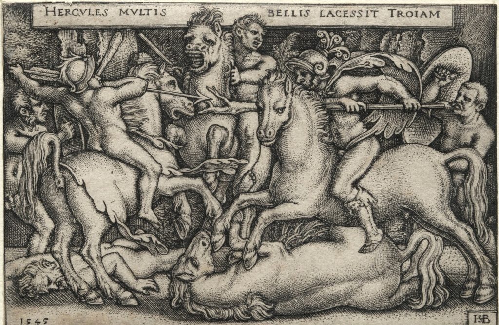 The Labors of Hercules: Hercules Conquering Troy by Hans Sebald Beham (German, 1500–1550)