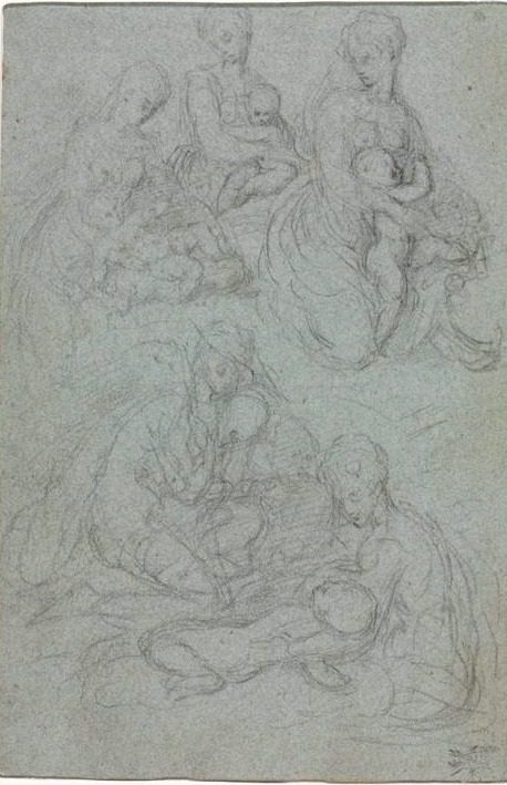 Sketches of Virgin and Child by Giulio Campi (Italian, c. 1500–1572)