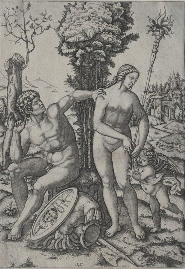 Venus, Mars and Cupid by Marcantonio Raimondi (Italian, 1470/82–1527/34)
