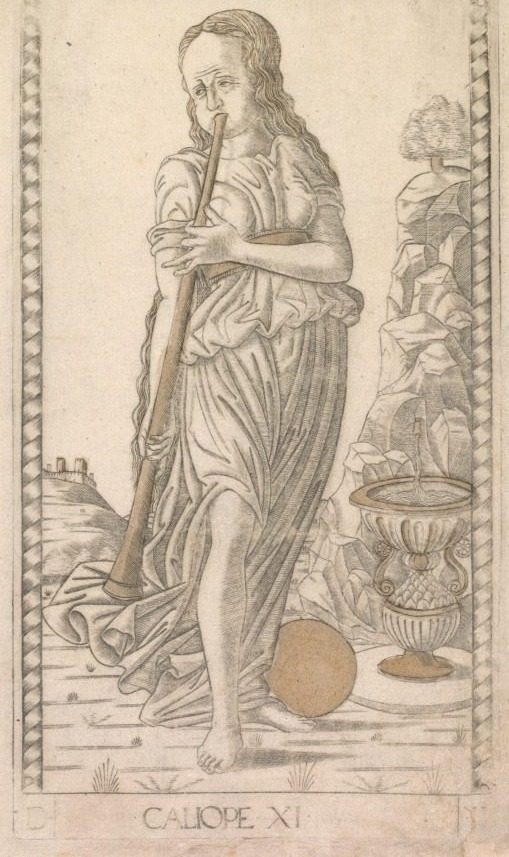 Calliope (from the Tarocchi series D:  Apollo and the Muses, #11) by Master of the E-Series Tarocchi (Italian, active 1460s)