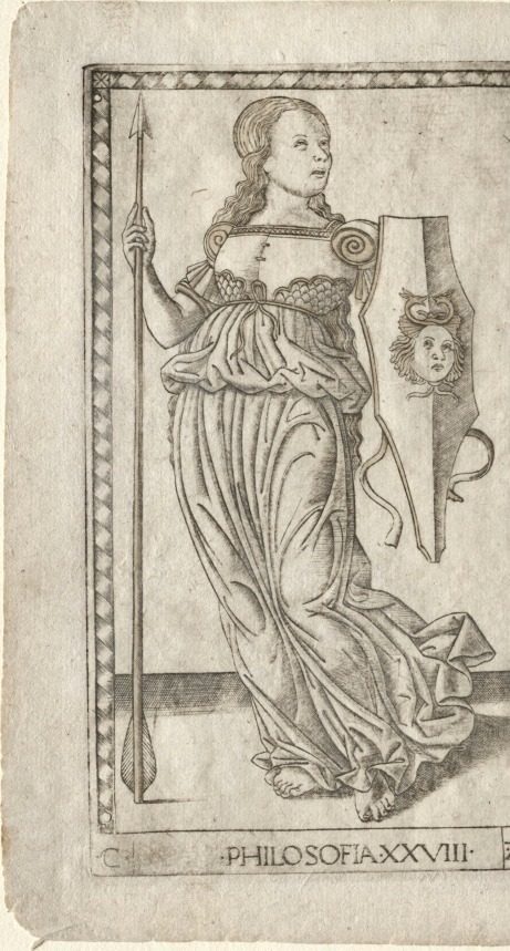 Philosophy (from the Tarocchi, series C:  Liberal Arts, #28) by Master of the E-Series Tarocchi (Italian, active 1460s)