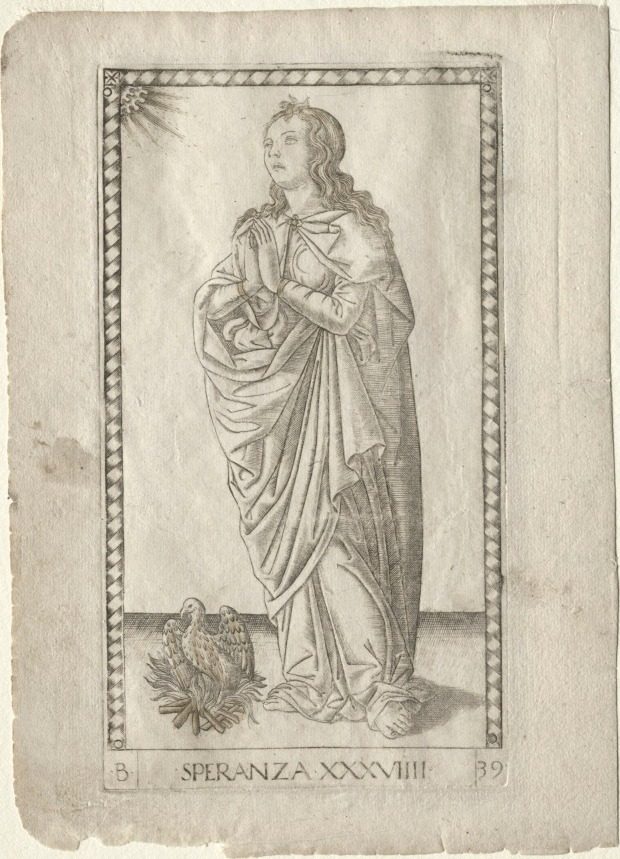 Hope (from the Tarocchi, series B: Cosmic Principles & Virtues, #39) by Master of the E-Series Tarocchi (Italian, active 1460s)