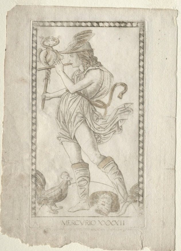 Mercury (from the Tarocchi, series A:  Firmaments of the Universe, #42) by Master of the E-Series Tarocchi (Italian, active 1460s)