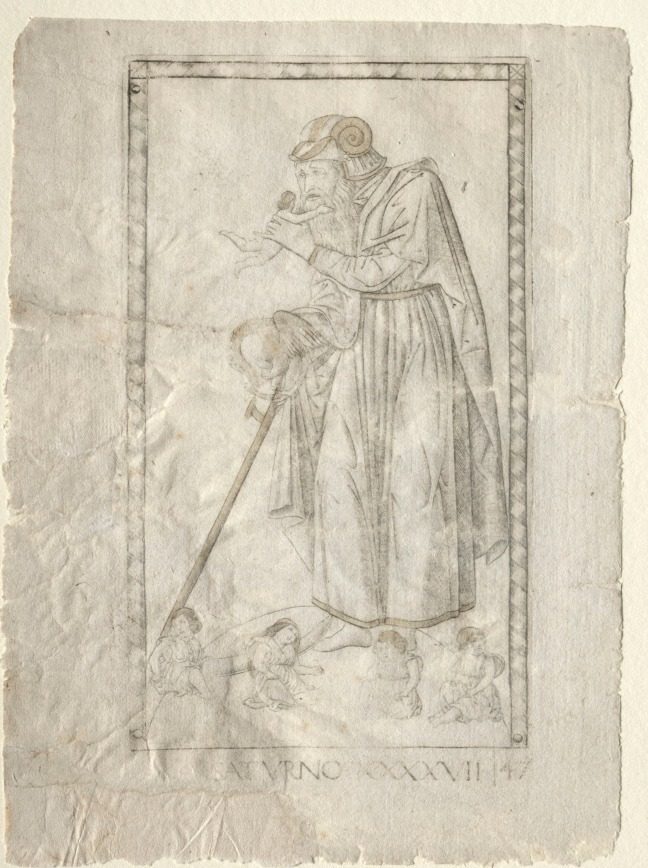 Saturn (from the Tarocchi, series A:  Firmaments of the Universe, #47) by Master of the E-Series Tarocchi (Italian, active 1460s)