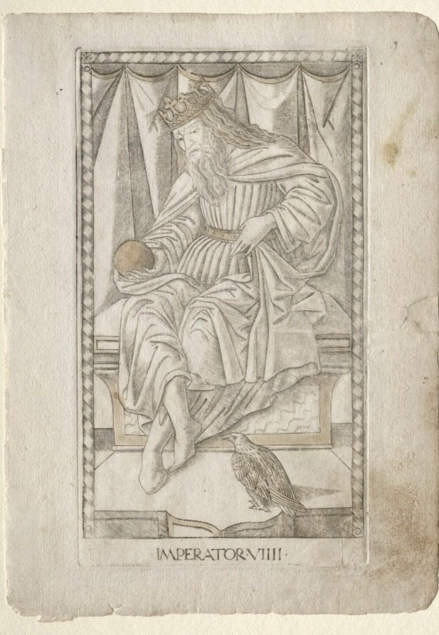 The Emperor (from the Tarocchi, series E: Conditions of Man, #9) by Master of the E-Series Tarocchi (Italian, active 1460s)