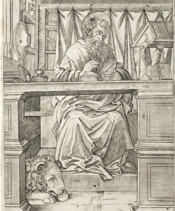 St. Jerome in His Study by Giovanni Antonio da Brescia (Italian)