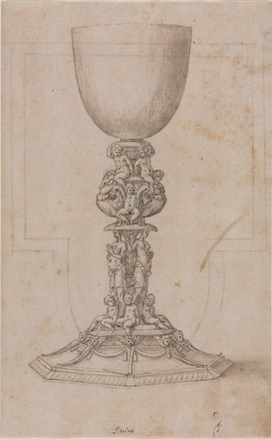 Design for a Chalice (recto) by Luzio Romano (Italian, active 1528–75)