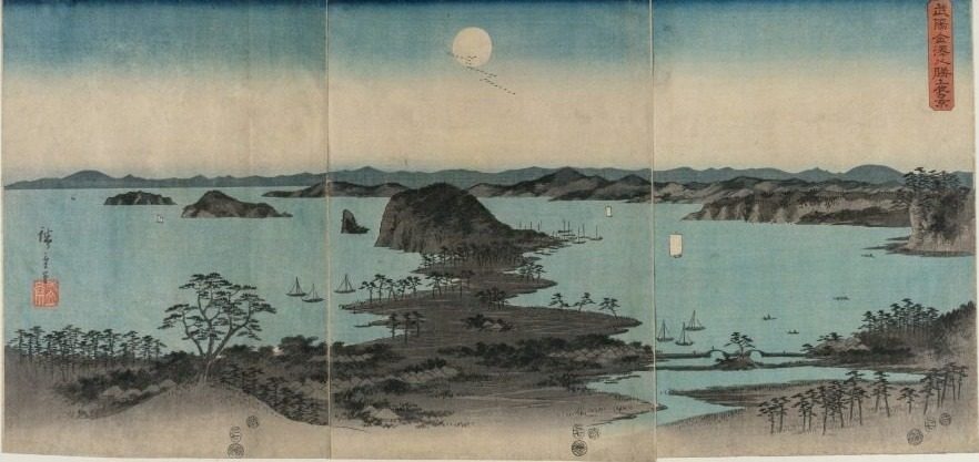 Eight Views of Kanazawa at Night by Utagawa Hiroshige (Japanese, 1797–1858)