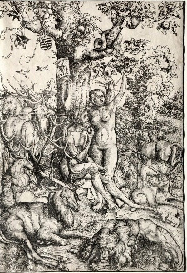 Adam and Eve in Paradise by Lucas Cranach (German, 1472–1553)