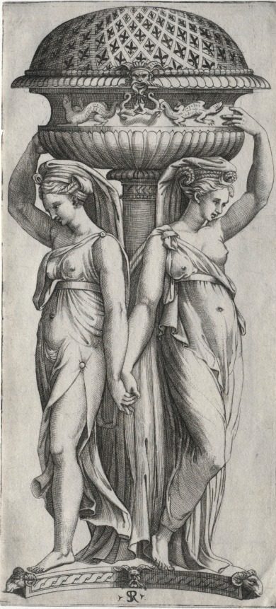 The Cassollette: Women Supporting an Urn by Marco Dente (Italian, c. 1486–1527)