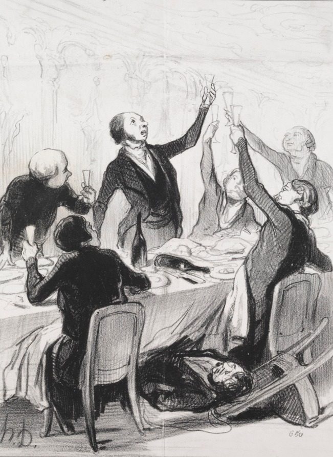 Gentlemen.... here goes a 43rd toast.... to the Temperance Society by Honoré Daumier (French, 1808–1879)
