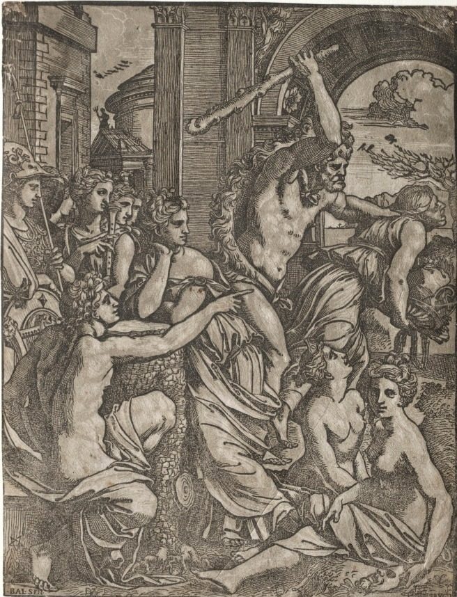 Hercules Driving Envy from the Temple of the Muses by Ugo da Carpi (Italian, c. 1479–c. 1532)