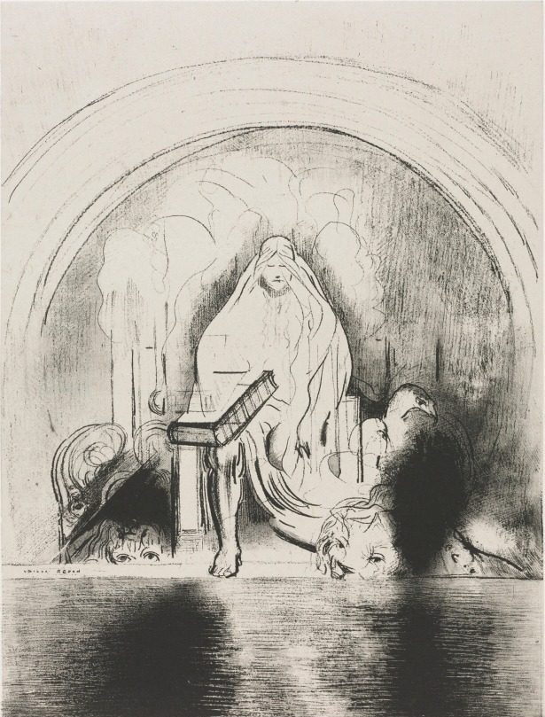 And I Saw in the Right Hand of Him that Sat on the Throne a Book Written within and on the Backside, Sealed with Seven Seals by Odilon Redon (French, 1840–1916)