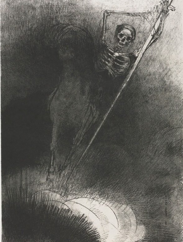And His Name That Sat on Him Was Death by Odilon Redon (French, 1840–1916)