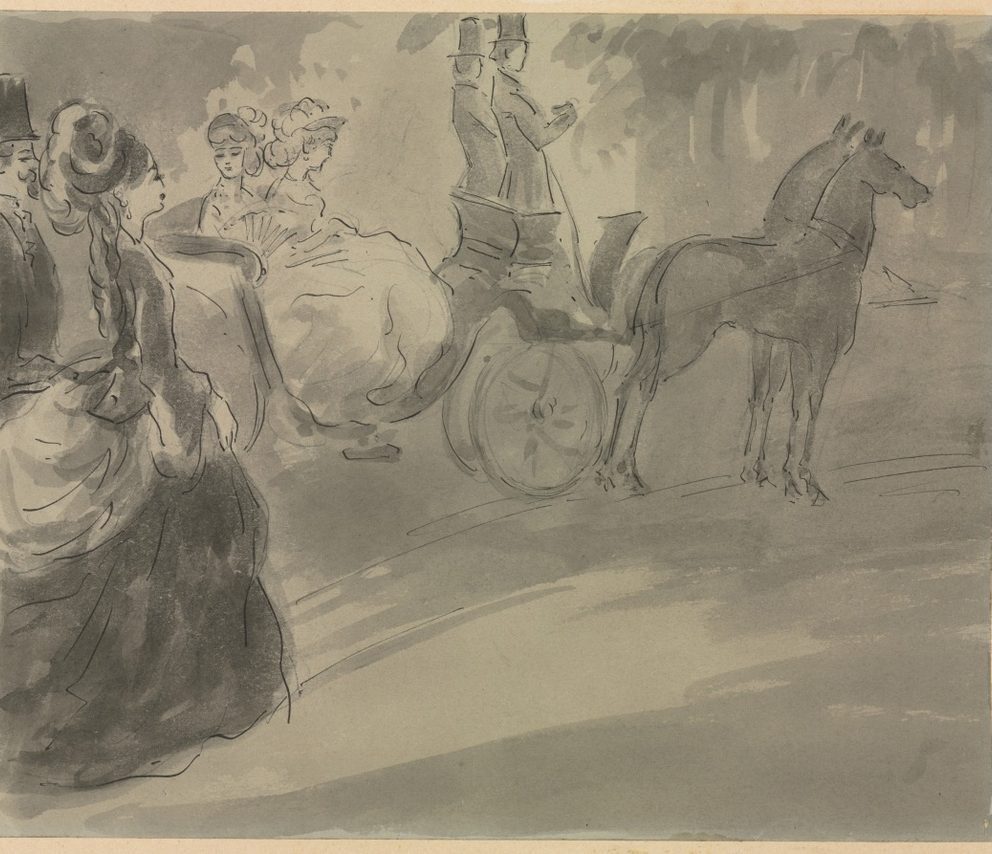 A Stop in the Park by Constantin Guys (French, 1805–1892)