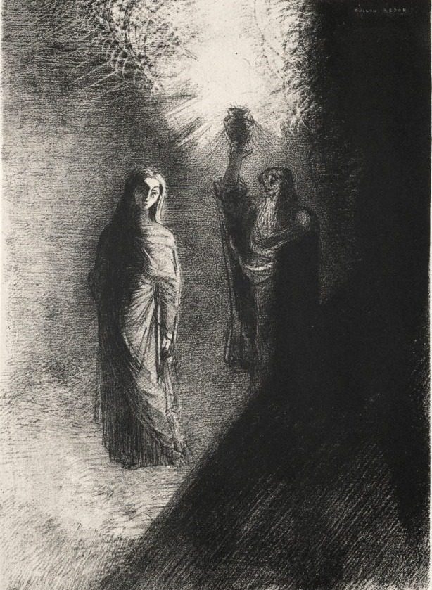He Raises the Bronze Urn by Odilon Redon (French, 1840–1916)