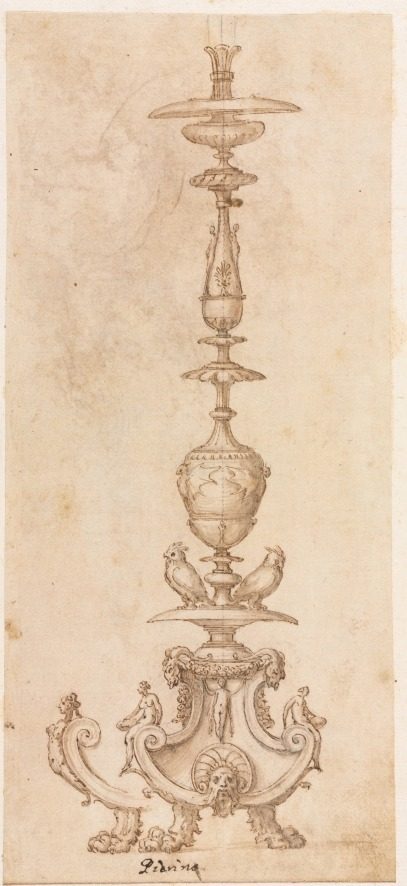 Design for a Candlestick by Luzio Romano (Italian, active 1528–75)
