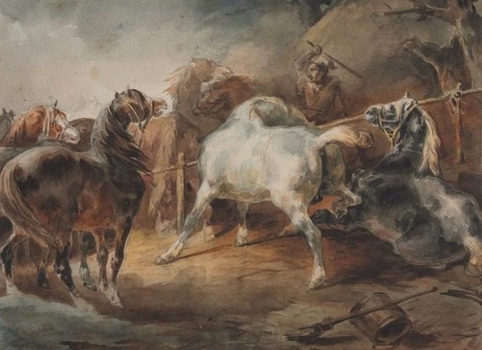 Fighting Horses by Théodore Géricault (French, 1791–1824)