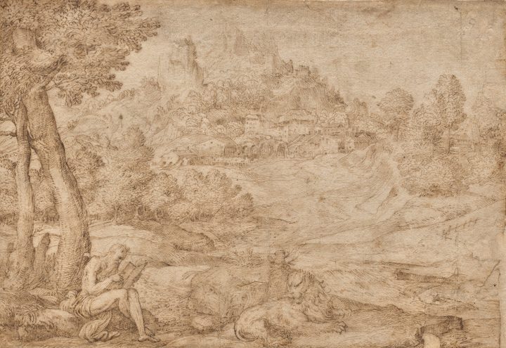 Saint Jerome in a Landscape by Domenico Campagnola (Italian, 1500–1564)