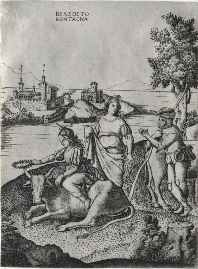 Rape of Europa by Benedetto Montagna (Italian, c. 1481–1555/58)