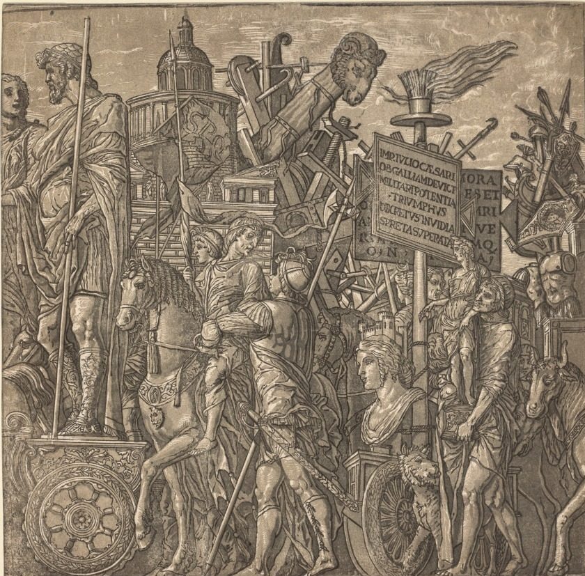 The Triumph of Julius Caesar: Colossal Statues and Siege Equipment by Andrea Andreani (Italian, about 1558–1610)