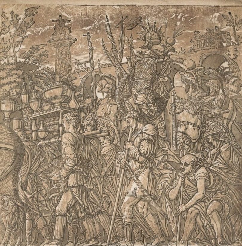The Triumph of Julius Caesar:  Soldiers Carrying Vases and Trophies of War by Andrea Andreani (Italian, about 1558–1610)