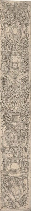 Ornament Panel: Triton and Two Infant Satyrs by Zoan Andrea (Italian)