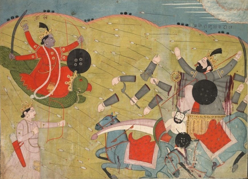 Krishna vanquishing King Bana, from an Usha-Aniruddha