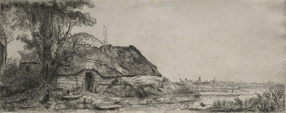 Landscape with a Cottage and a Large Tree by Rembrandt van Rijn (Dutch, 1606–1669)