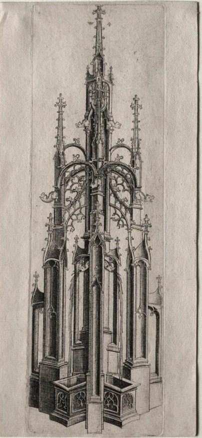 Design for a Gothic Fountain by Master W with the Key (Netherlandish, active about 1465–1490)