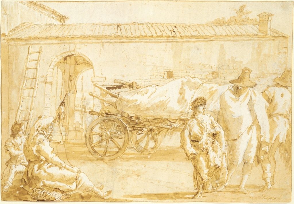 Peasants with a Farm-cart by Giovanni Domenico Tiepolo (Italian, 1727–1804)