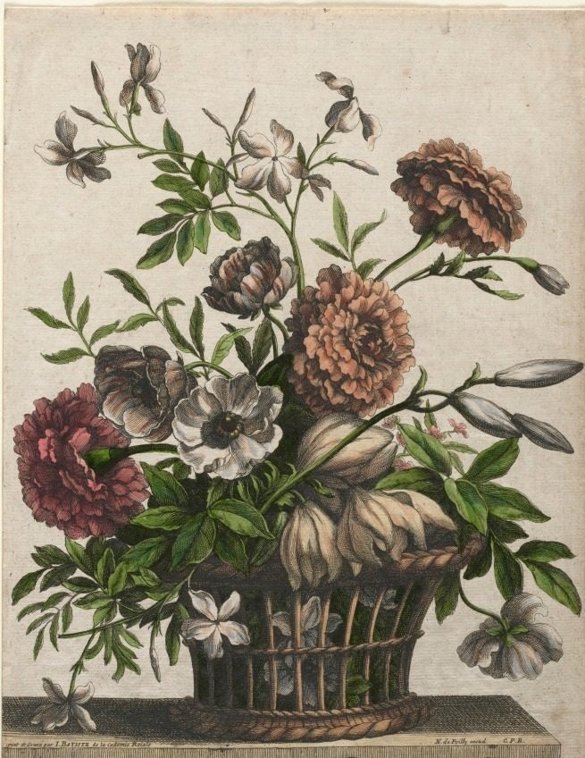 Marigolds, single Anemone, Jasmine... by Jean-Baptiste I Monnoyer (French, c. 1636–1699)