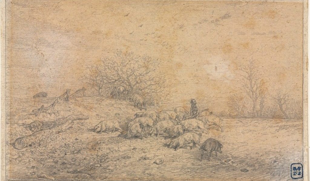 Herd of Pigs by Charles-Émile Jacque (French, 1813–1894)