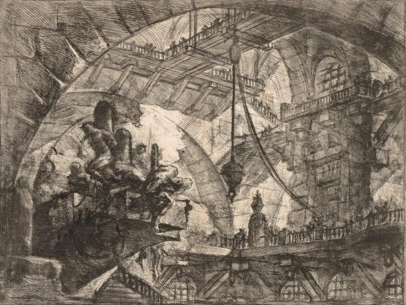 Prisoners on a Projecting Platform, Plate 10 by Giovanni Battista Piranesi (Italian, 1720–1778)