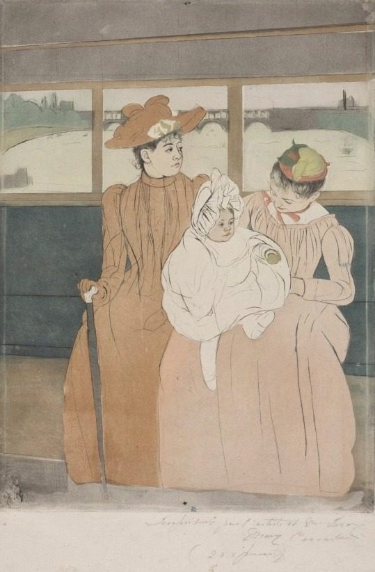 In the Omnibus by Mary Cassatt (American, 1844–1926)