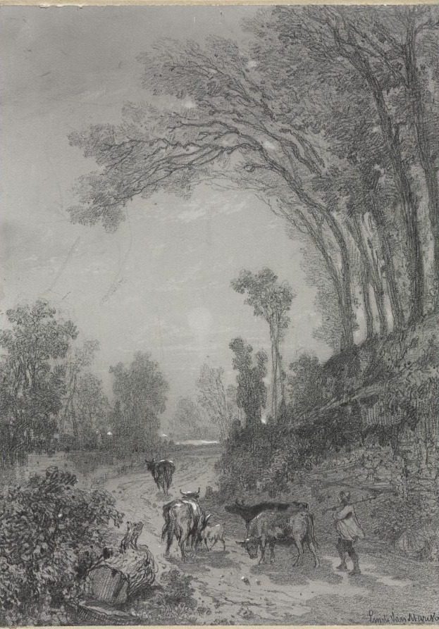 Landscape with Cows by Émile van Marcke (French, 1827–1890)