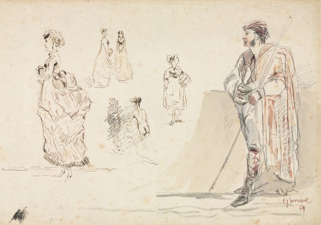 Sketches of Figures by Alphonse Marie Adolphe de Neuville (French, 1835–1885)
