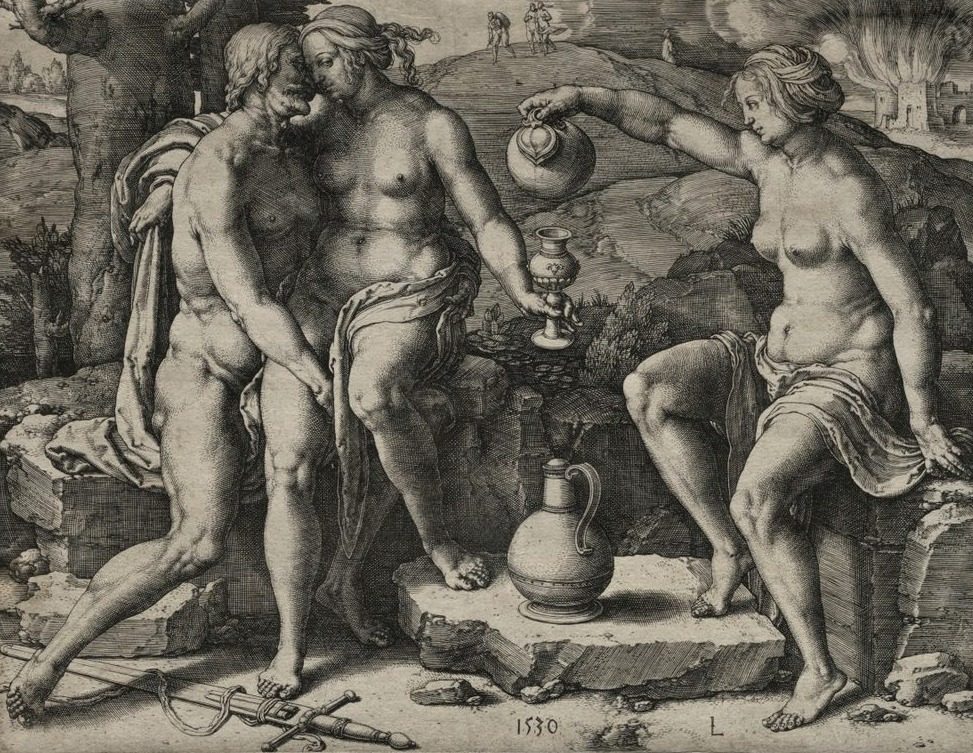 Lot and His Daughters by Lucas van Leyden (Netherlandish, 1494–about 1533)
