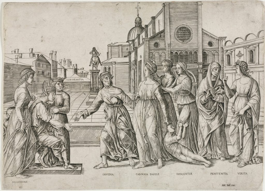 The Calumny of Apelles by Girolamo Mocetto (Italian, c. 1458-c. 1531)