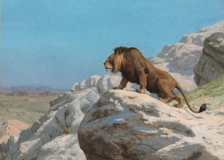 Lion on the Watch by Jean-Léon Gérôme (French, 1824–1904)