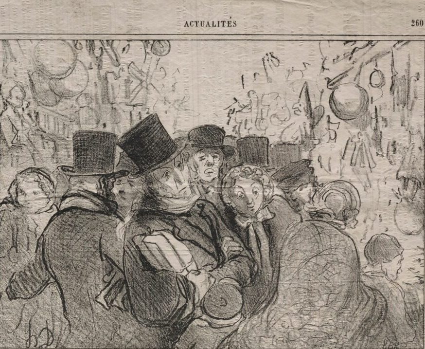 View of boulevards during a market for trinkets by Honoré Daumier (French, 1808–1879)