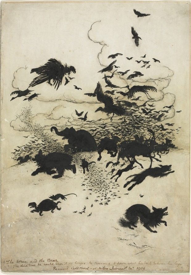 The Wren and the Bear by Arthur Rackham (British, 1867–1939)