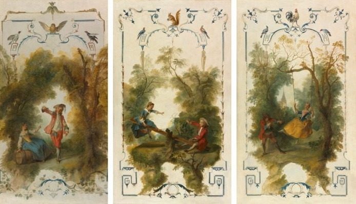 Wall Panels: The Gardener, Horticulture, The Vineyard, The See-Saw, The Swing by Nicolas Lancret (French, 1690–1743)